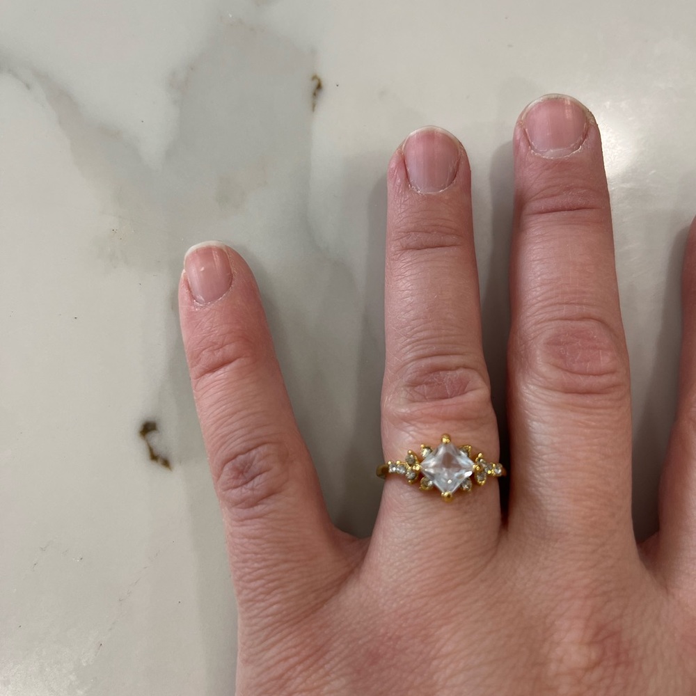 Silver gold plated cubic zirconia ring